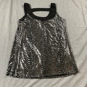 Newport Silver Zebra Print Top Women Medium Casual Shirt Ladies